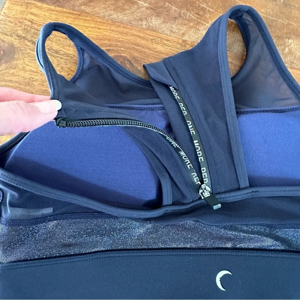 Zyia active size M navy blue twilight all‎ star sports bra glitter mesh
